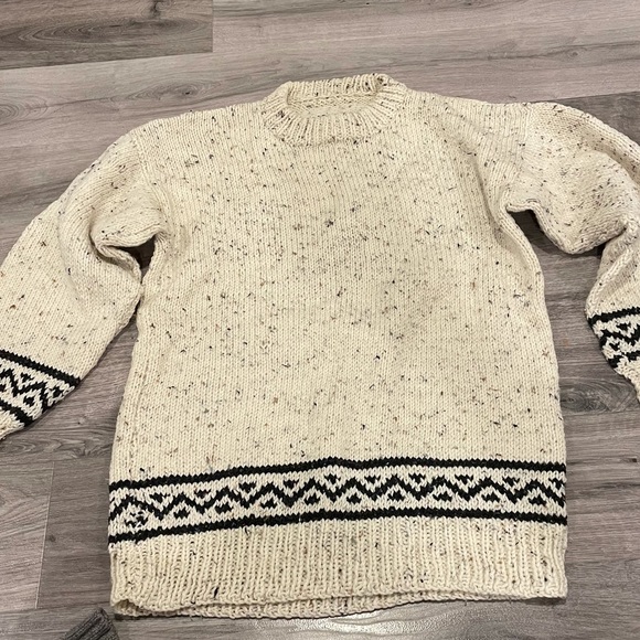EUC Vintage Wool Sweater Pullover Handmaid Knit Size Large Over Size Tan - Picture 7 of 12